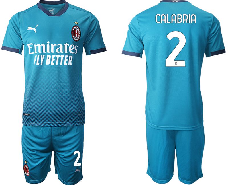 Men 2020-2021 club AC milan away #2 blue Soccer Jerseys